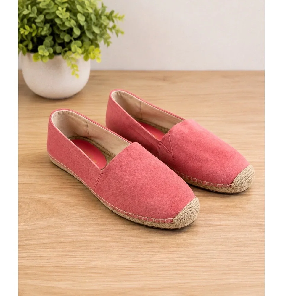 Michael Kors Pink Suede Leather Espadrille Flats Slip On Shoes V019B Womens 10M