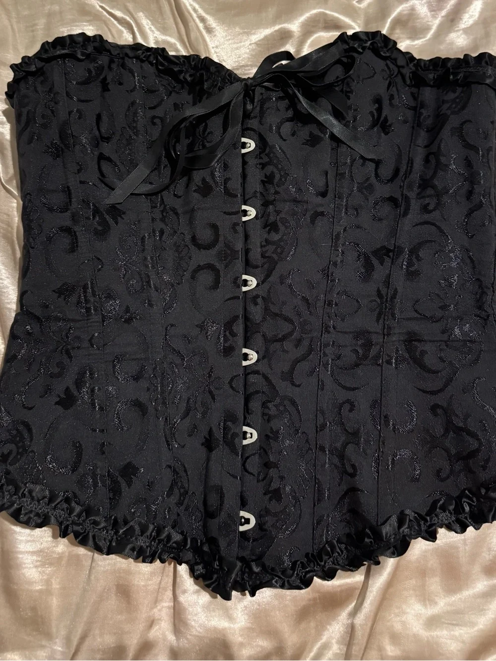 Women’s Black Satin Brocade Corset