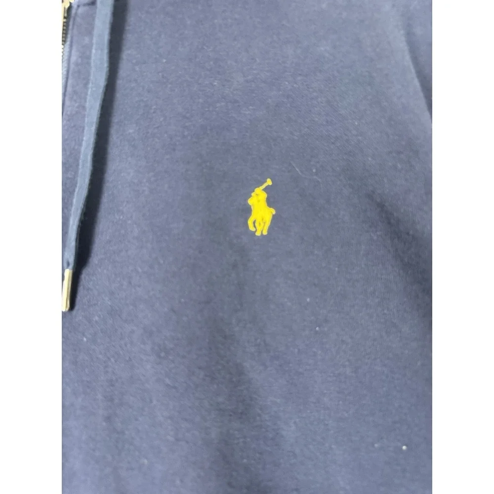 Polo Ralph Lauren Paint Splatter Logo Zip Up Navy Hoodie Mens Size XL Pony