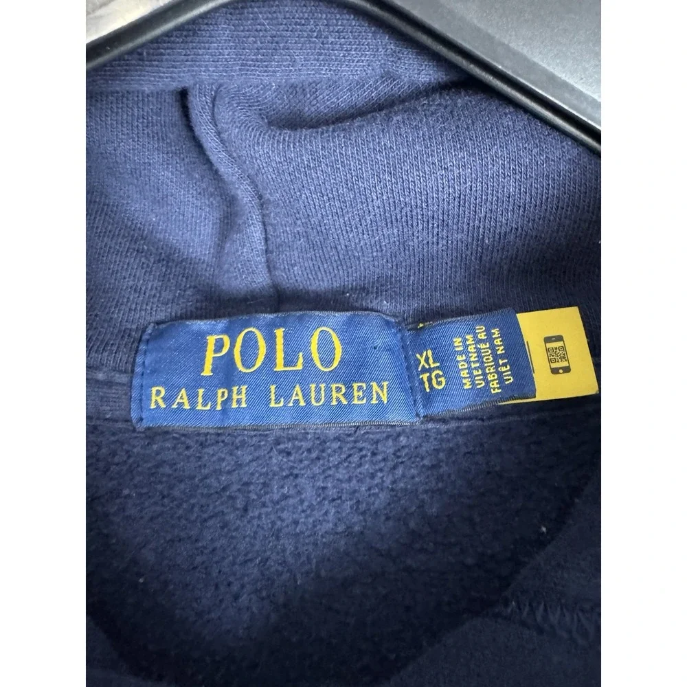Polo Ralph Lauren Paint Splatter Logo Zip Up Navy Hoodie Mens Size XL Pony