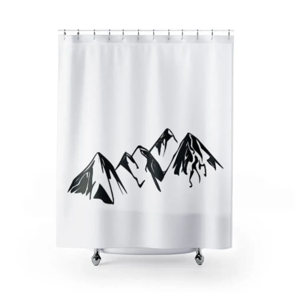 Mountain Range Shower Curtain, Nature Bathroom Decor, Modern Shower