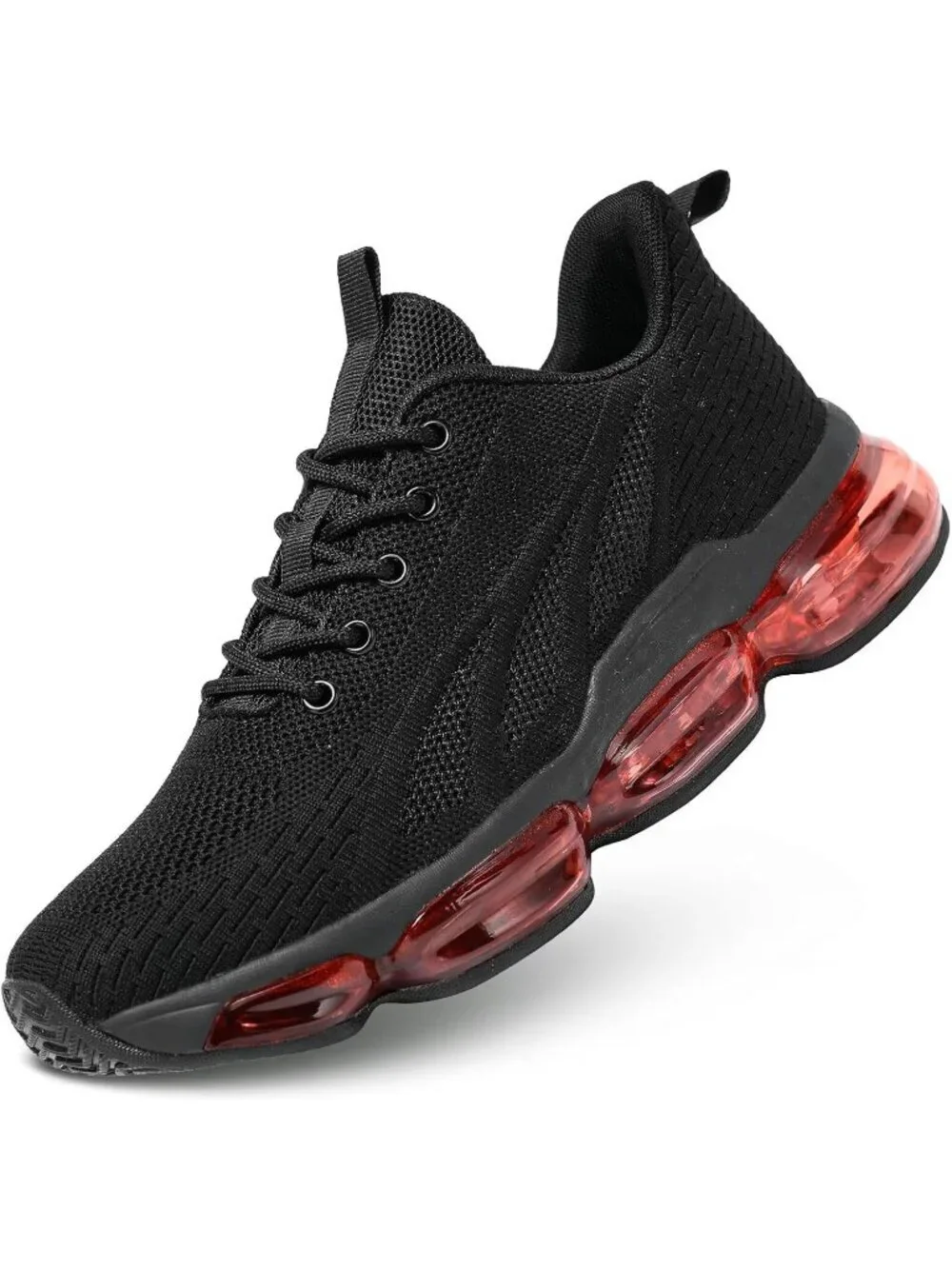 Men's Black Red Walking Running Shoes Breathable Fashion Tennis Casual Sneakers