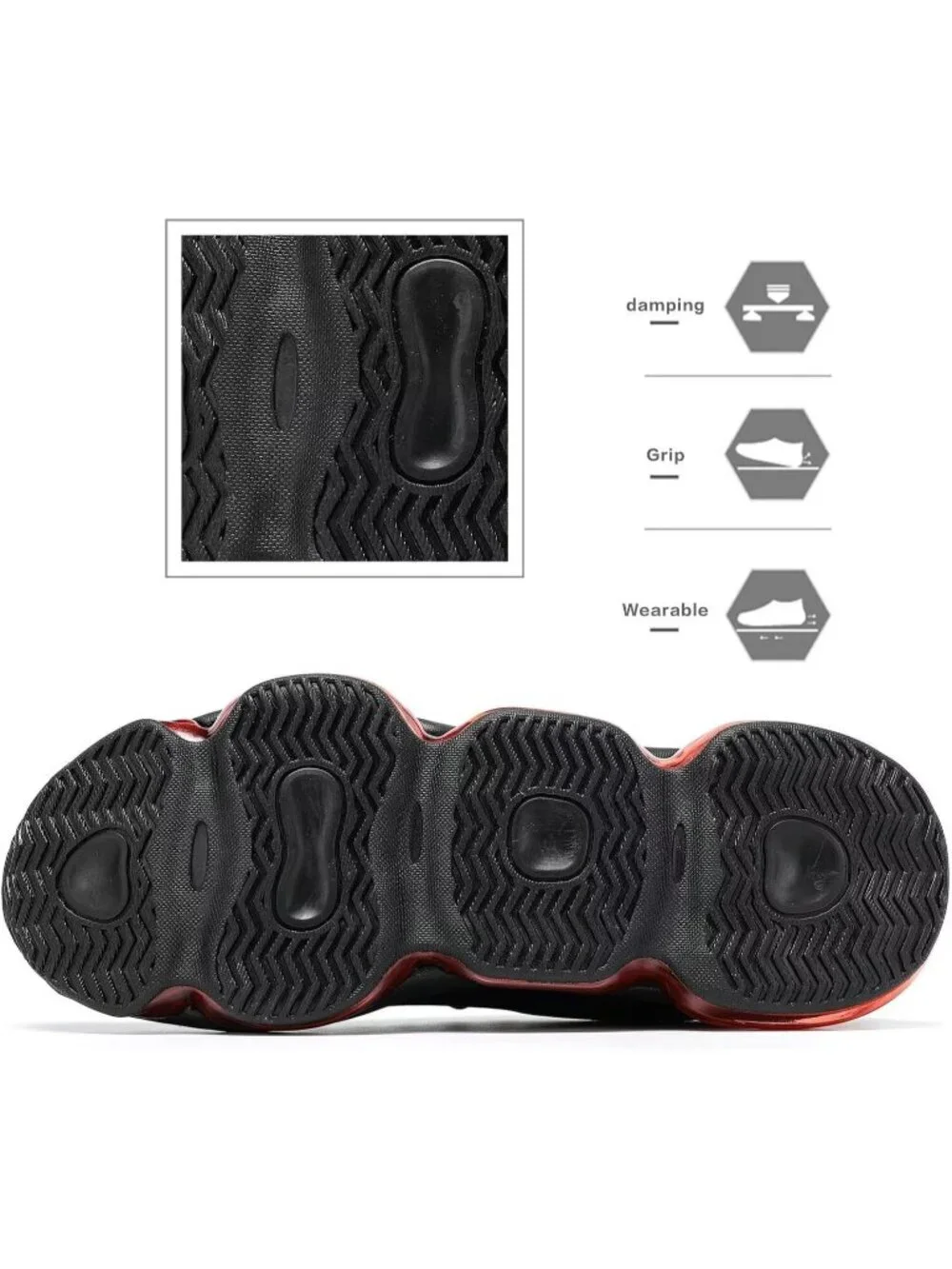 Men's Black Red Walking Running Shoes Breathable Fashion Tennis Casual Sneakers