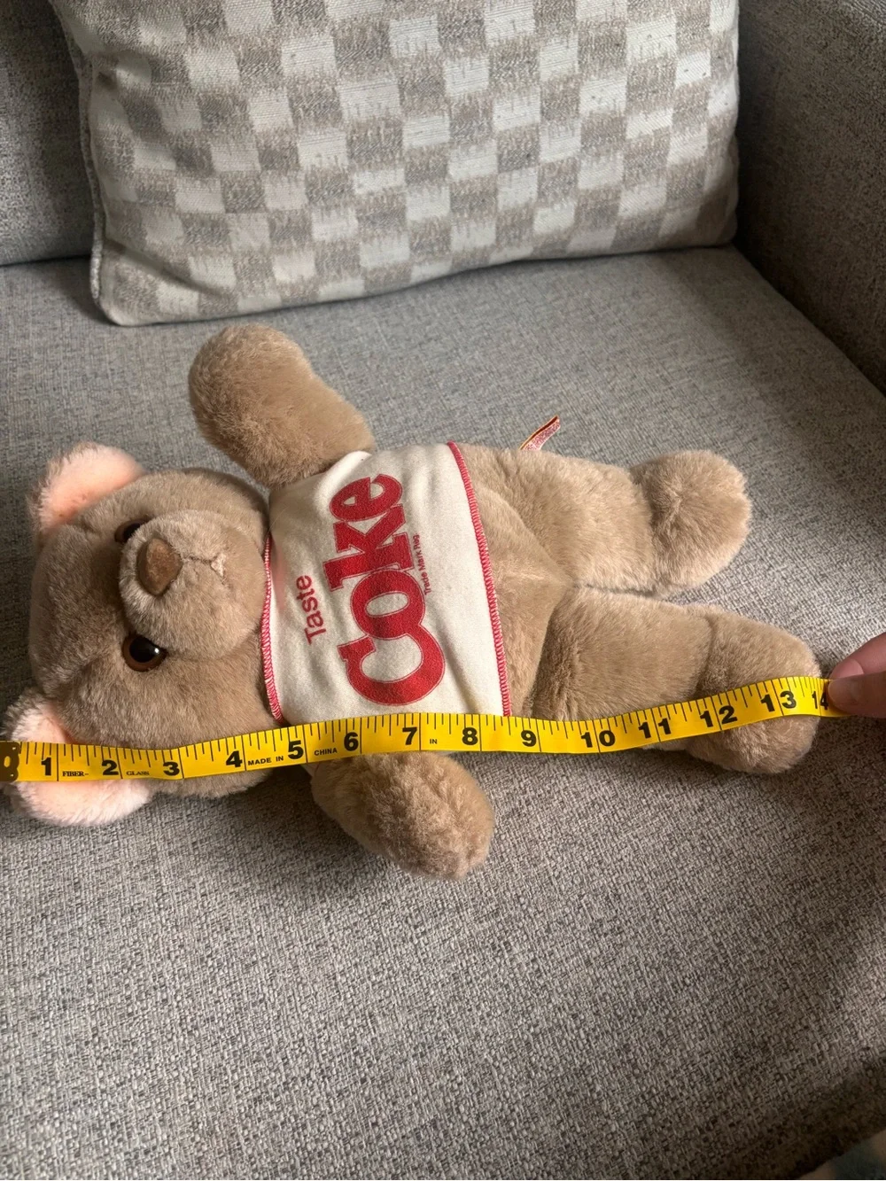 1983 Coca Cola Brown Plush Bear with Cream 'Coke' Tee and Red Logo