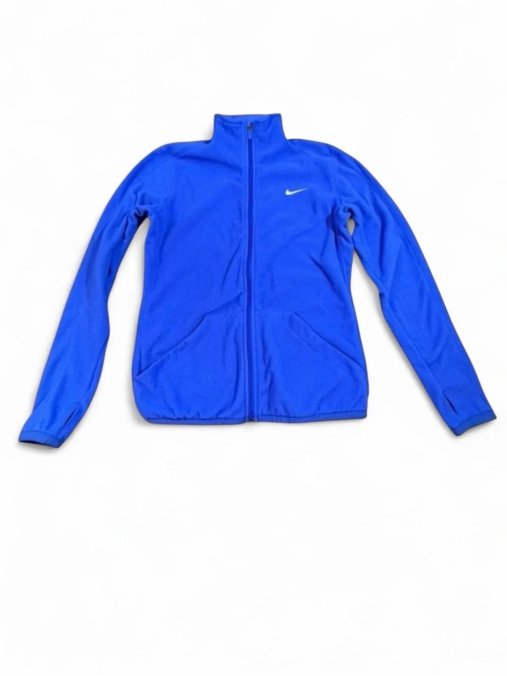 Nike Therma Fit Blue Full Zip Jacket Fleece Athletic Track Zip Up thumb holes