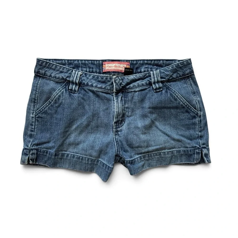 Arizona Jean Co Womens Y2K Low Rise Denim Mini Shorts Medium Wash Blue Size 11