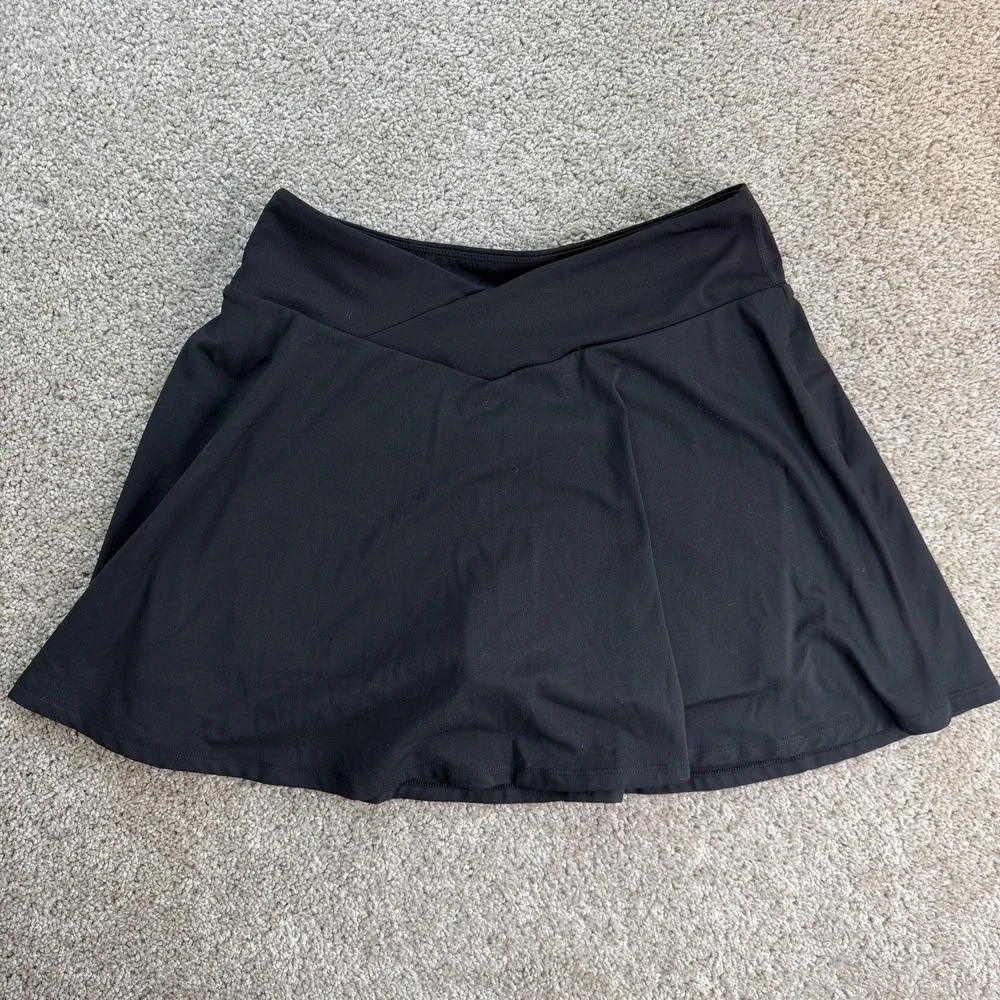 Fabletics Skort Womens L Black Sybil Athletic Flare Crossover Waist Stretch
