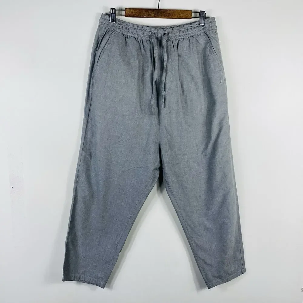 Asos Design Pants Men's Medium Gray Tapered Pull On Drawstring Waist 100% Cotton
