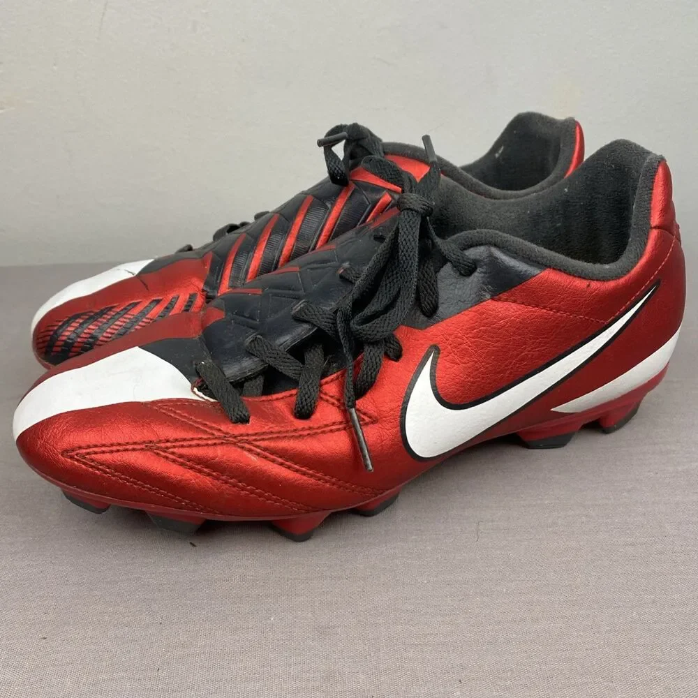 Nike Soccer Cleats 5.5Y red Lace Total 90 shoot IV‎ t90 472567-610 VTG