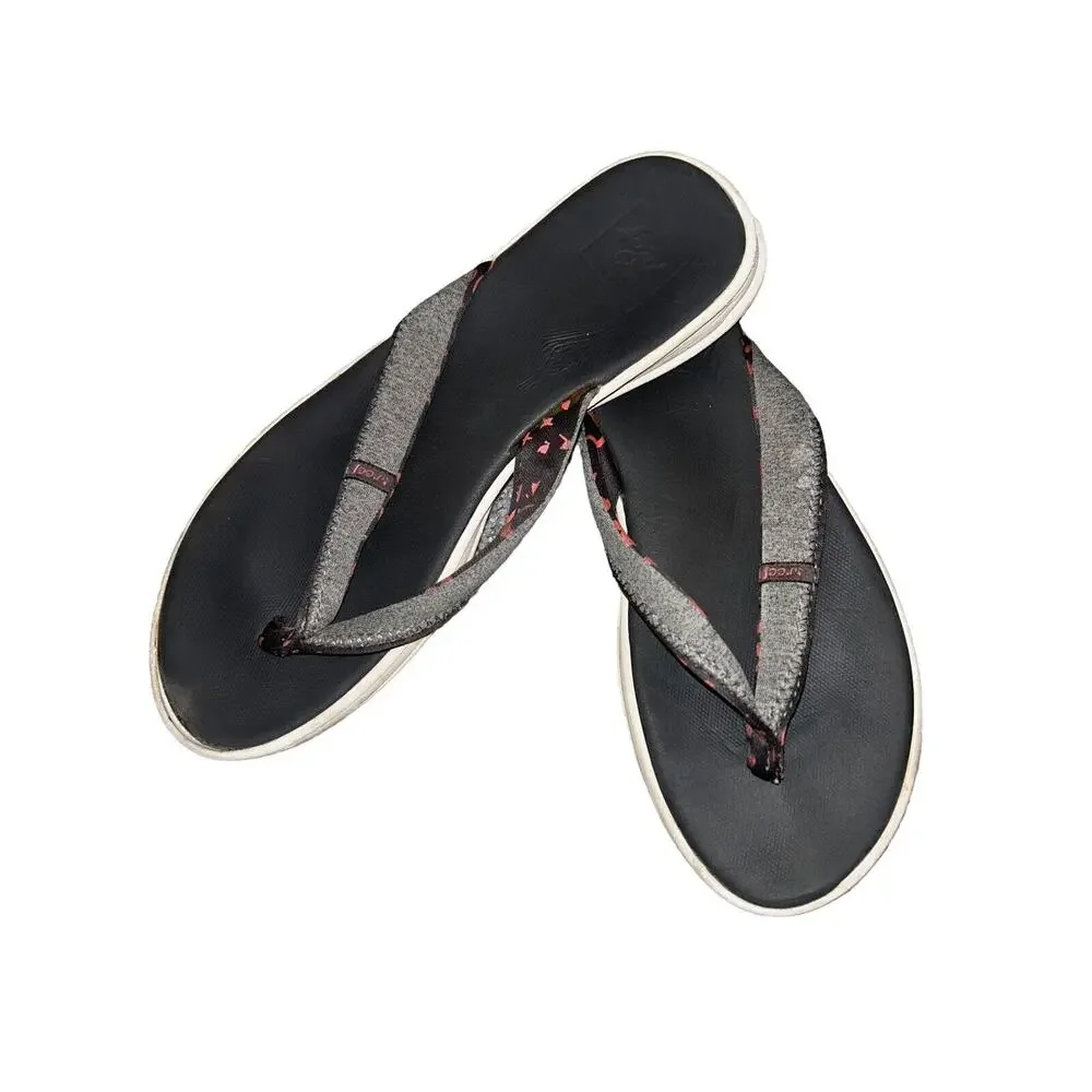 Reef Black Flip Flops Pink Gray Strap‎ Casual Sandals Women’s Size 7 Casual