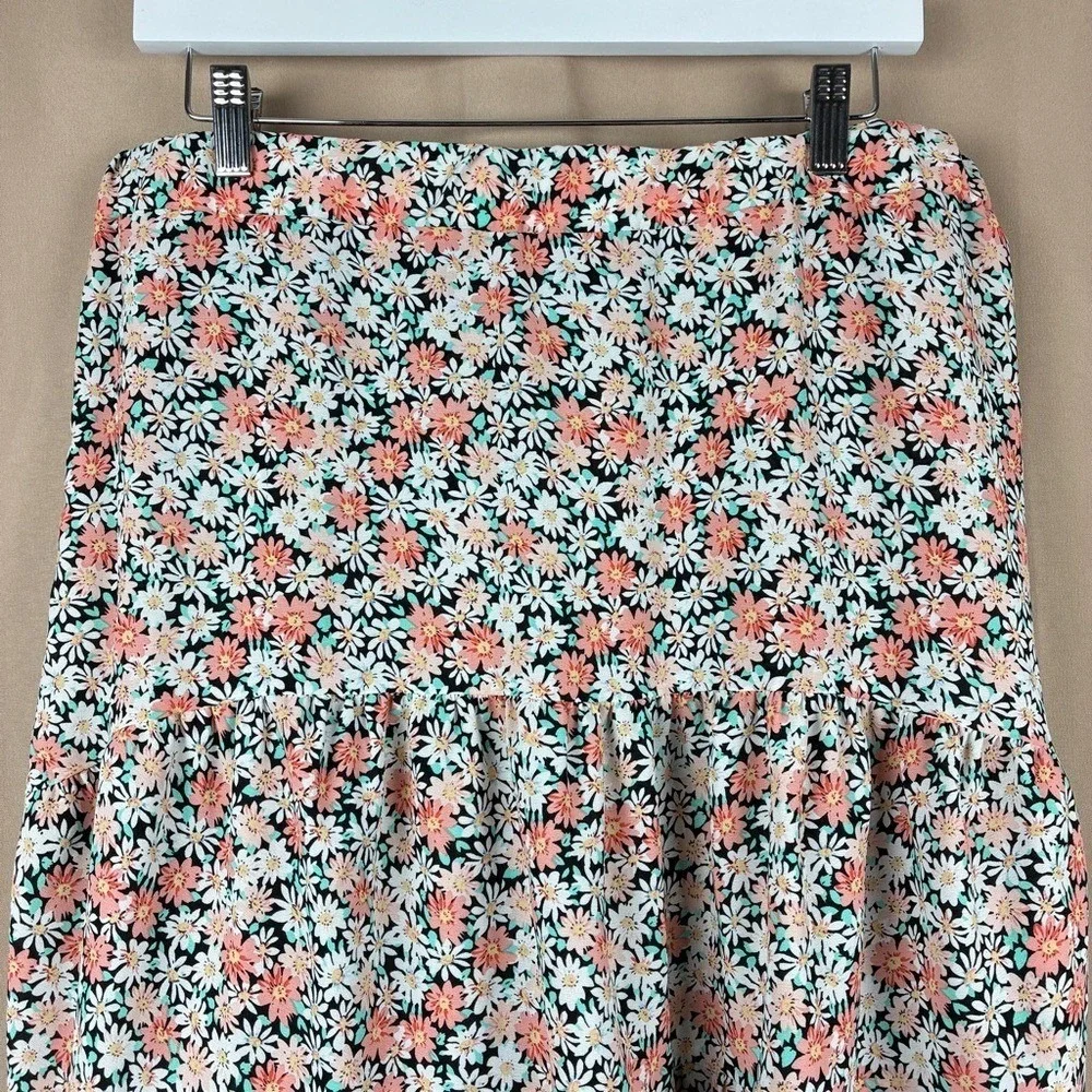 SimpleFun Womens Skirt 2XL Floral Tiered High Low Boho Cottagecore Peasant Skirt