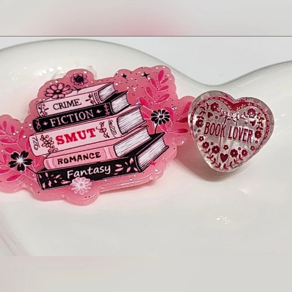Book Lover Flatback Focal Bead Acrylic Badge Beaded Pen Keychain‎