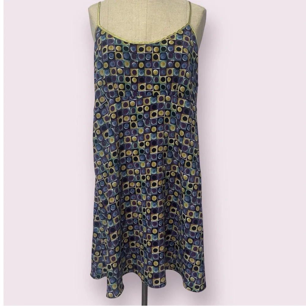 Y2K Women L‎ Babydoll Slip Dress Colorful Satin Nightgown Geometric Whimsigoth