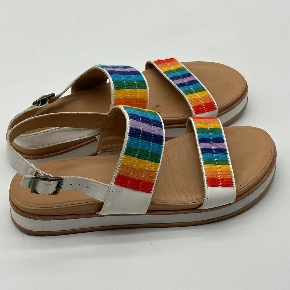 Soludos Remy City Sandals Rainbow‎ and White Women’s Size 9 Embroidered