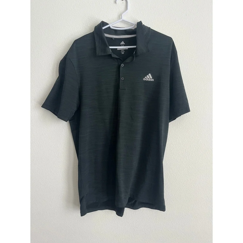 Adidas Golf Mens Space Dye Performance Polo Shirt Black‎ Short Sleeve Size M