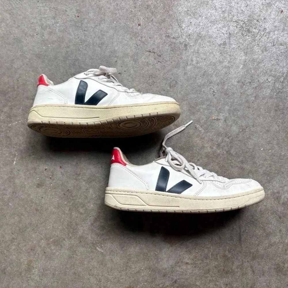 Veja white and red sneakers  Men's size 6 or women's 7-7.5