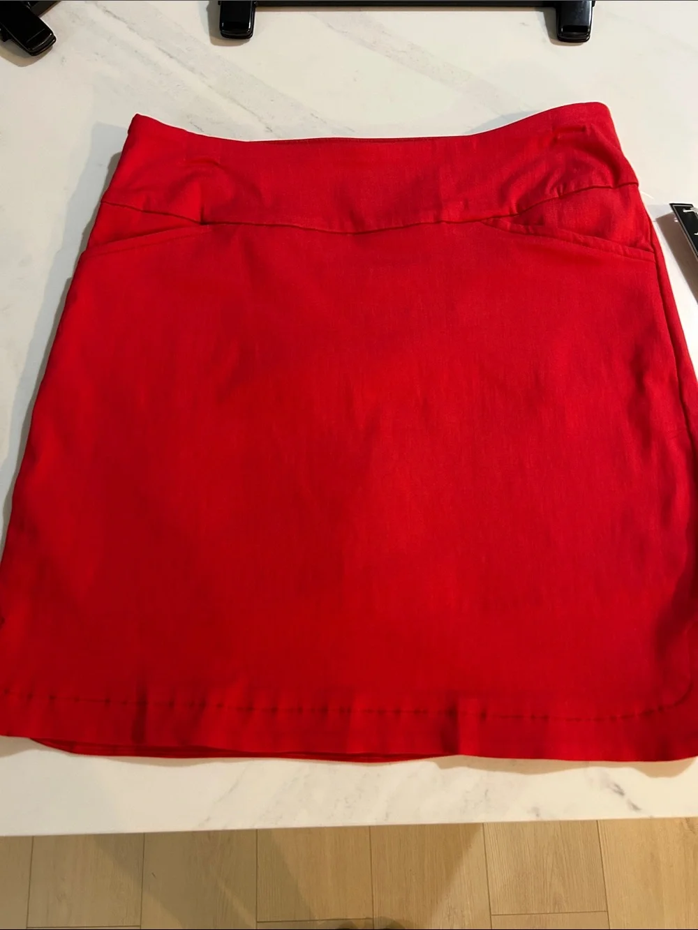 Women's Red Mini Skirt with Clean A-Line Silhouette