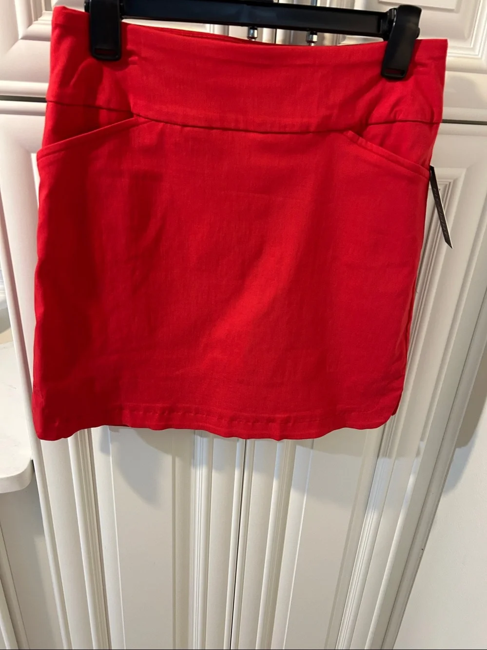 Women's Red Mini Skirt with Clean A-Line Silhouette