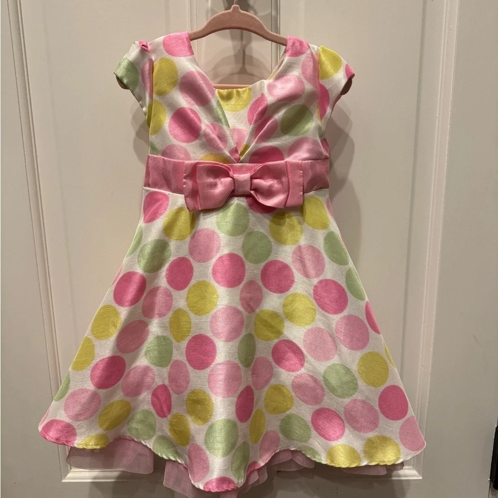 NWOT Jona Michelle 2T Multicolor Polka Dot Short Sleeve Formal Girls Dress