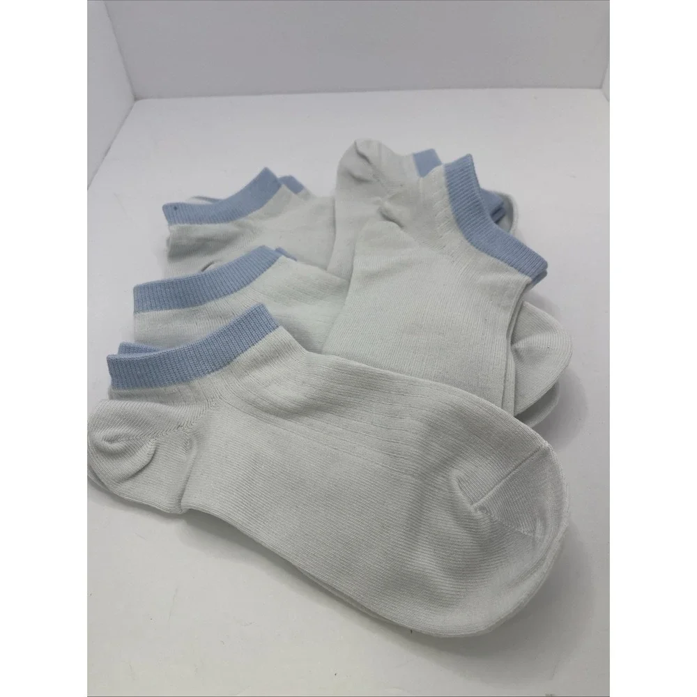 5‎ Pairs Unisex Low Cut Comfortable Everyday Sport Socks  White And Blue
