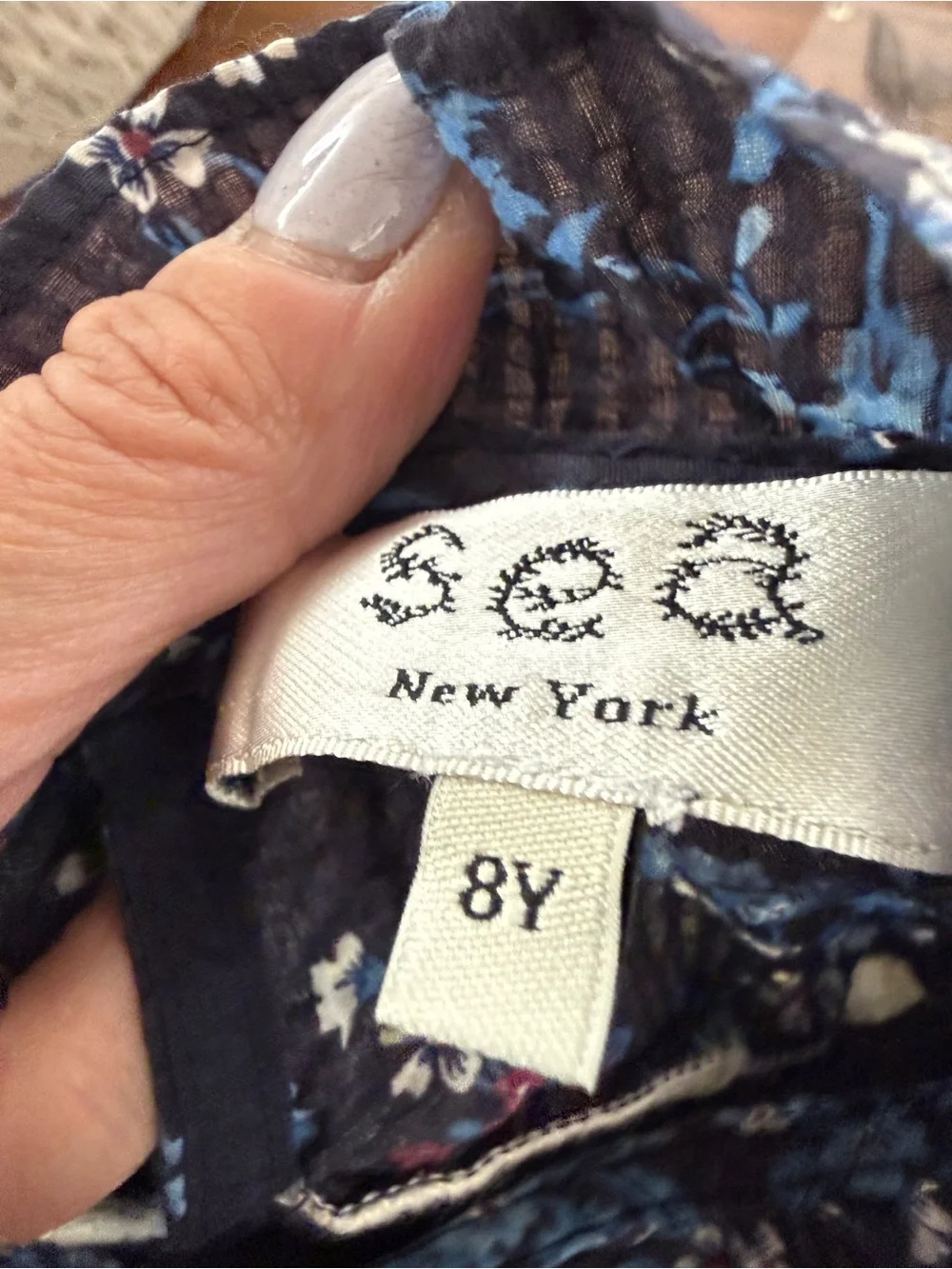 Sea New York Girls Floral Seersucker Lace-Trim Dress