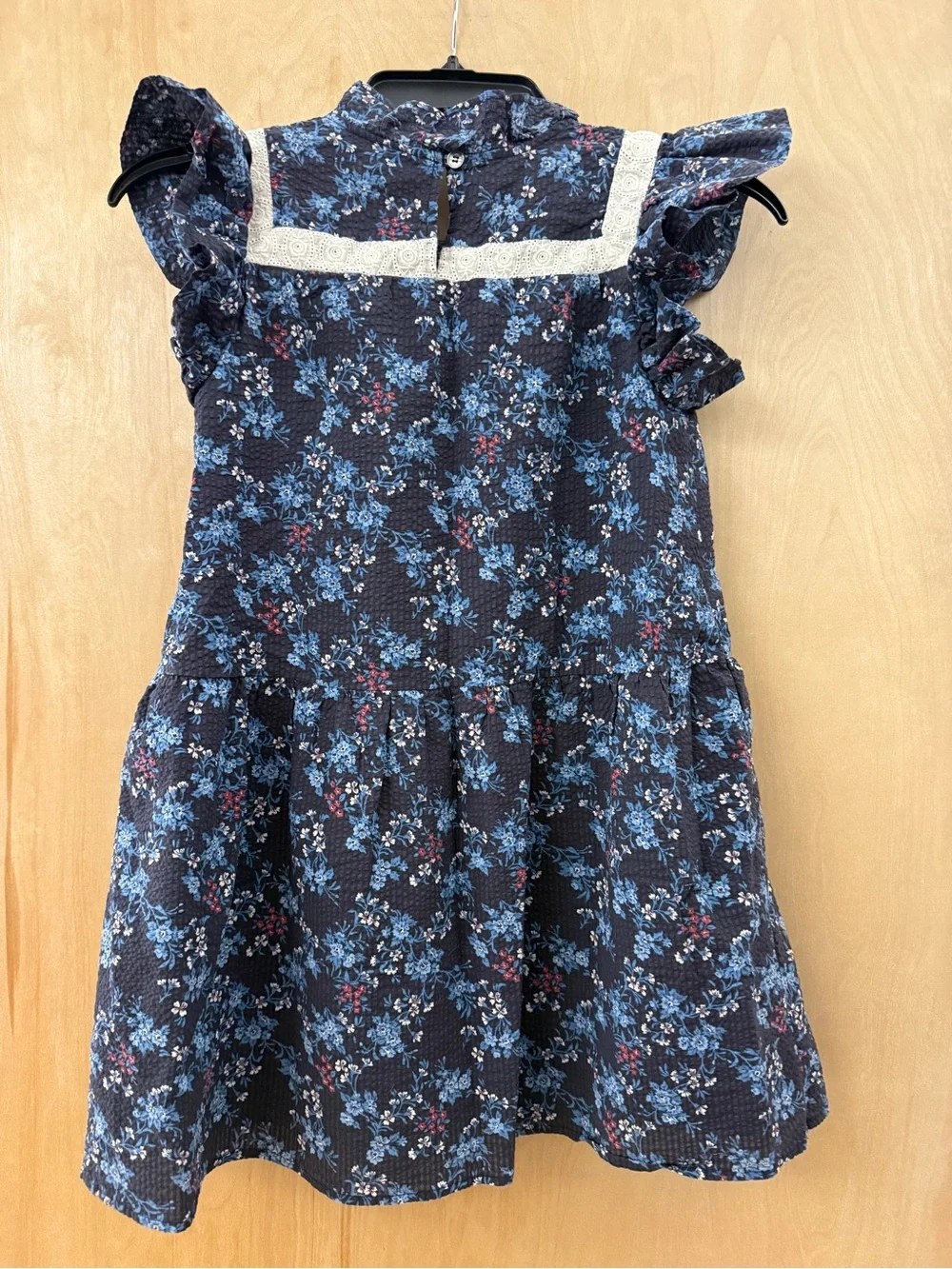 Sea New York Girls Floral Seersucker Lace-Trim Dress