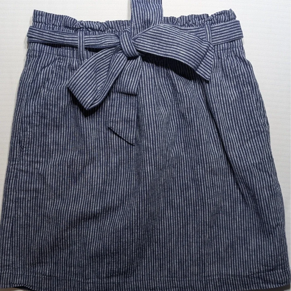 J.Crew Re Imagined Stripe Paperbag Waist Skirt‎ Tie Belt Blue XXS