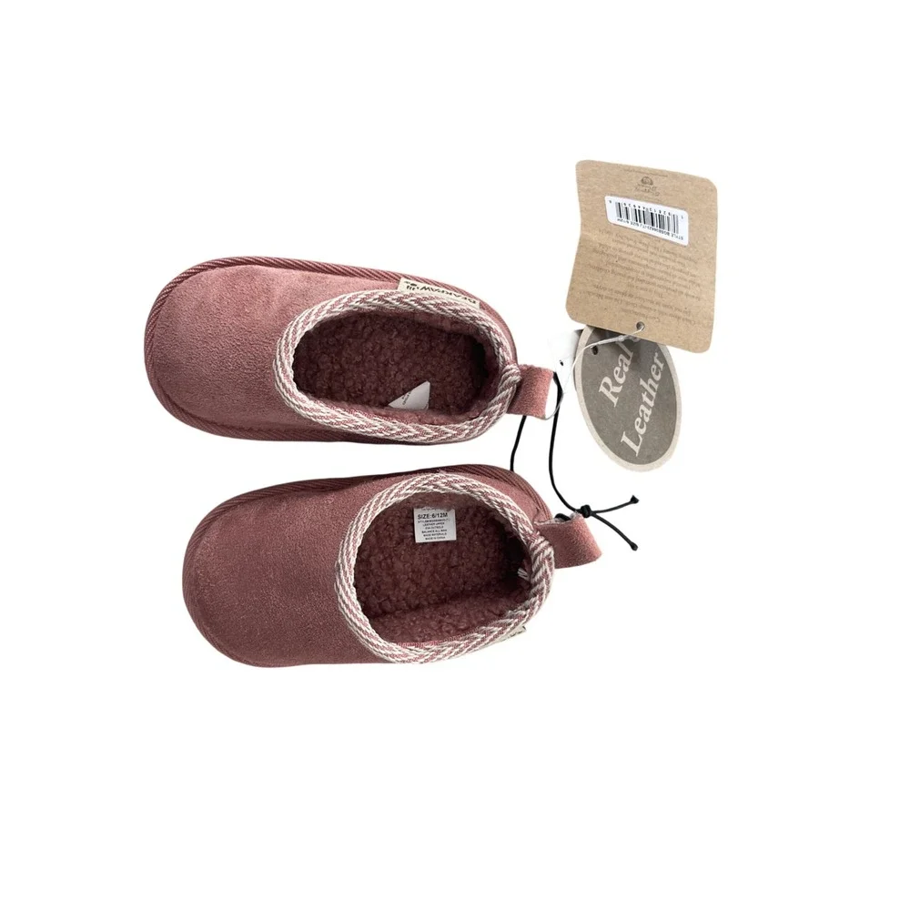 Bearpaw Baby Girls Suede Leather‎ Slippers Pink BGSB36623-ITJ Size 6/12M NEW I02