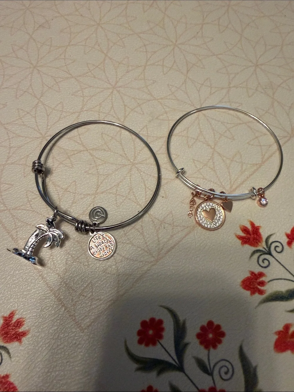 Silver Charm Bangle Bracelets lot of 2