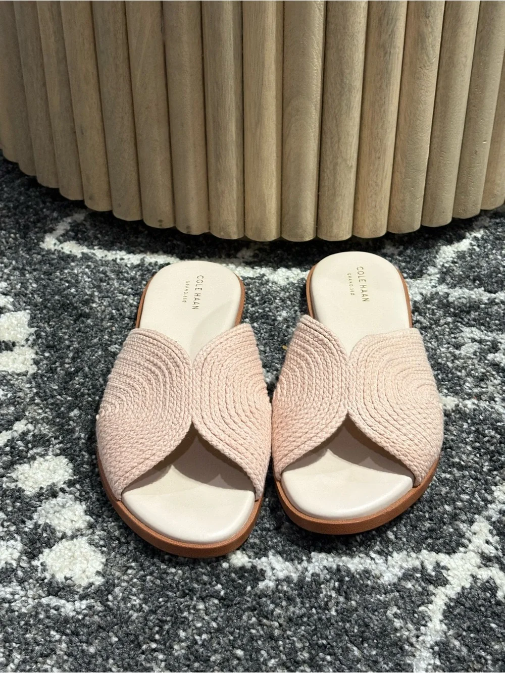 Cole Haan Womens Slide Sandals - Size 9B - Blush Pink Woven - Like New
