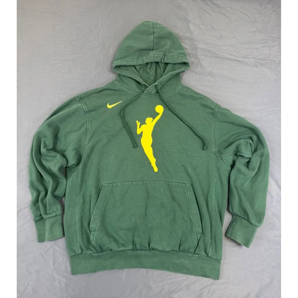 Nike WNBA Hoodie Mens Large Green‎ Yellow Basketball Graphic Pullover Sweatshirt