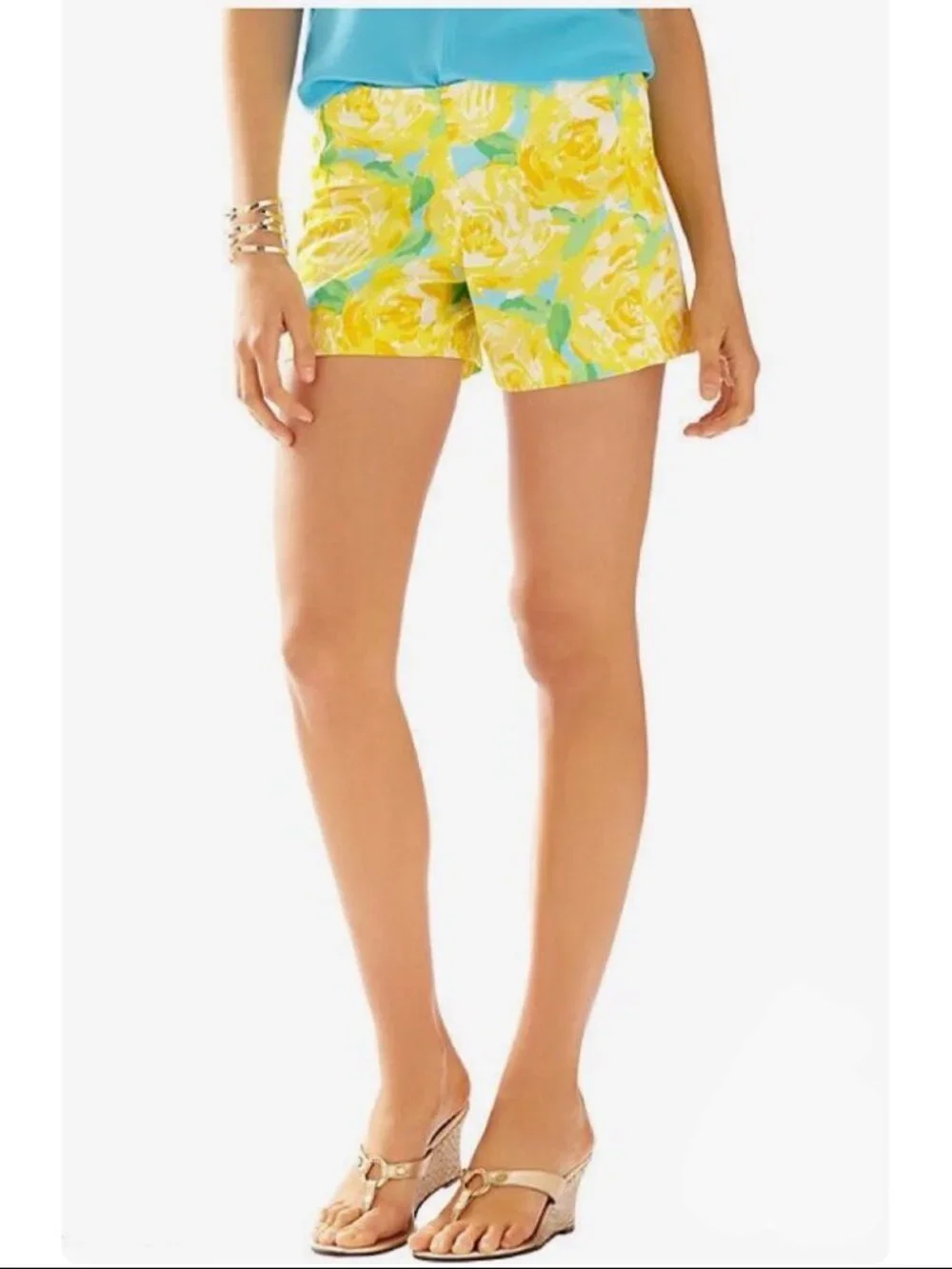 Lilly‎ Pulitzer Deenie Shorts First Impression Sunglow Yellow Floral Size 0 Zero