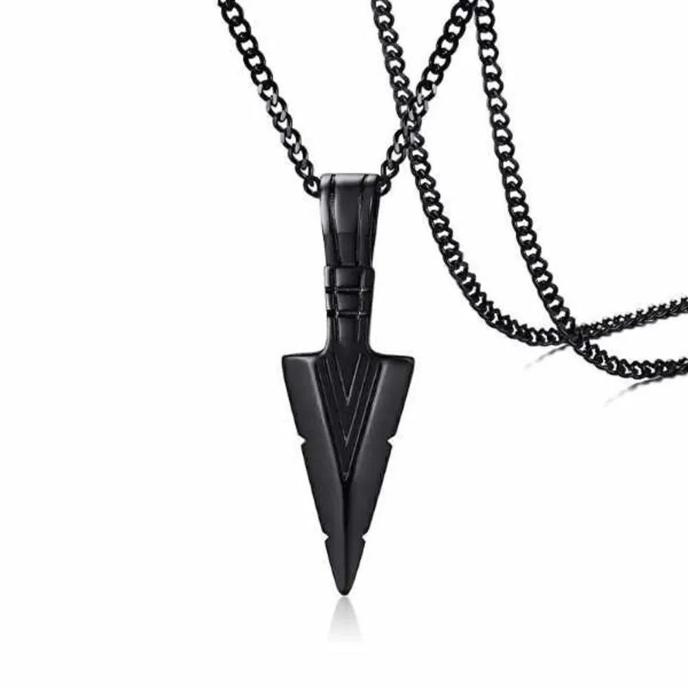 Stainless Steel Spearpoint Arrowhead Pendant Necklace