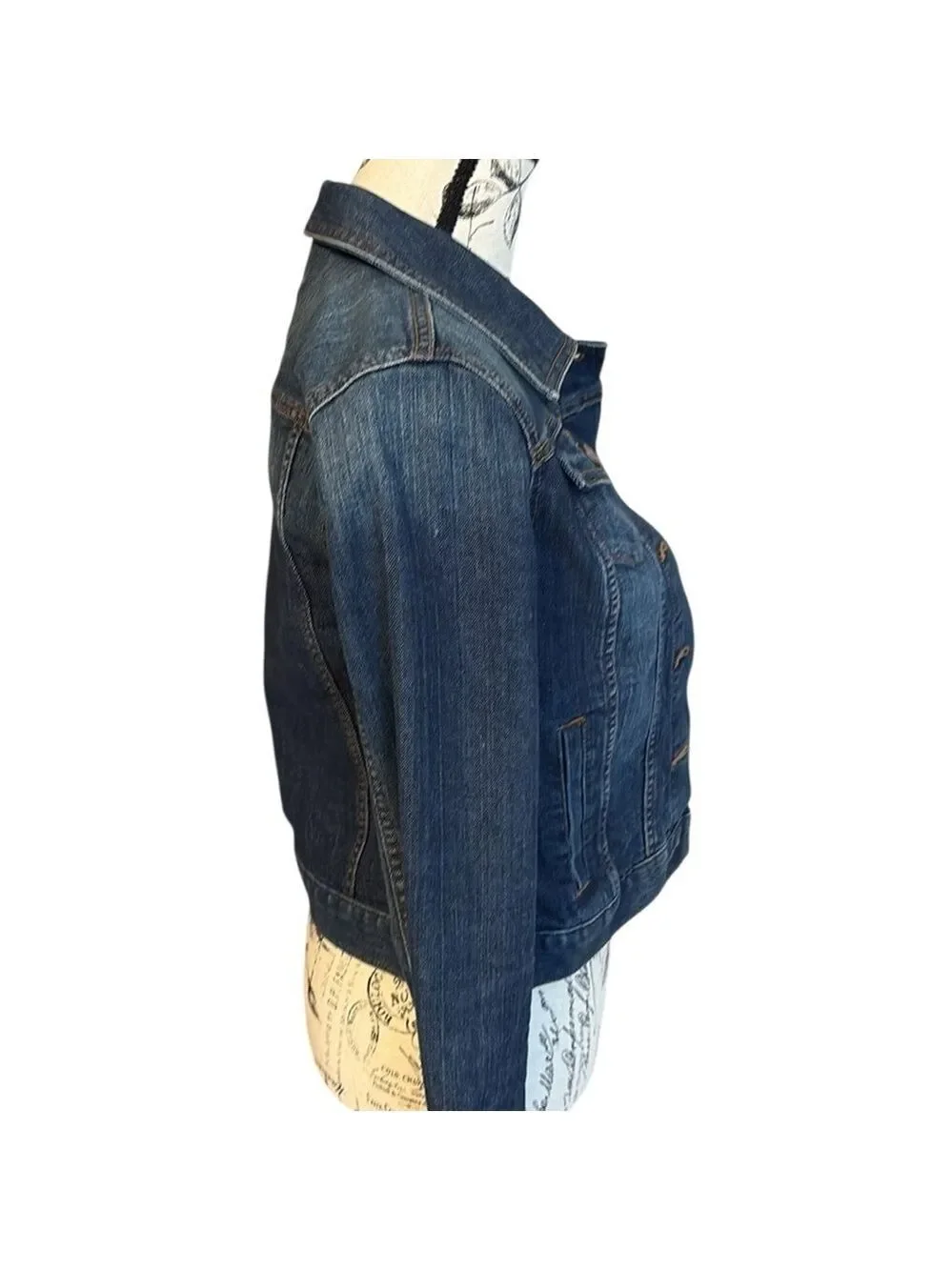LOFT Jean Jacket Cropped Tailored Medium Wash Blue Size XS