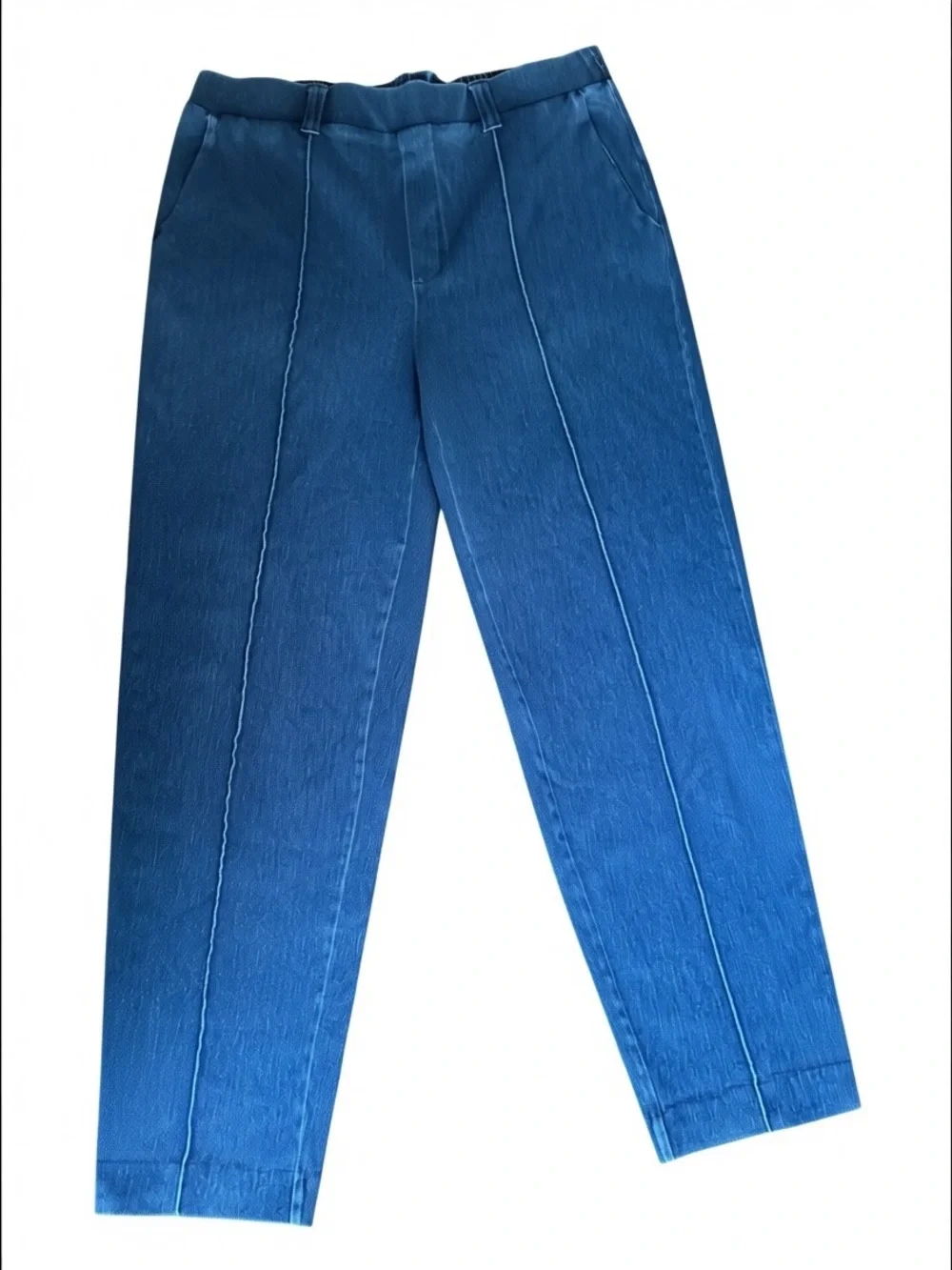NWOT Lands’‎ End Medium Blue Wash Sport Knit Tapered Leg Jeans