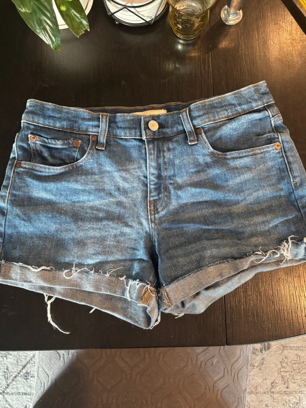 GAP Women's Medium‎ Blue Rolled Frayed Hem Denim Shorts