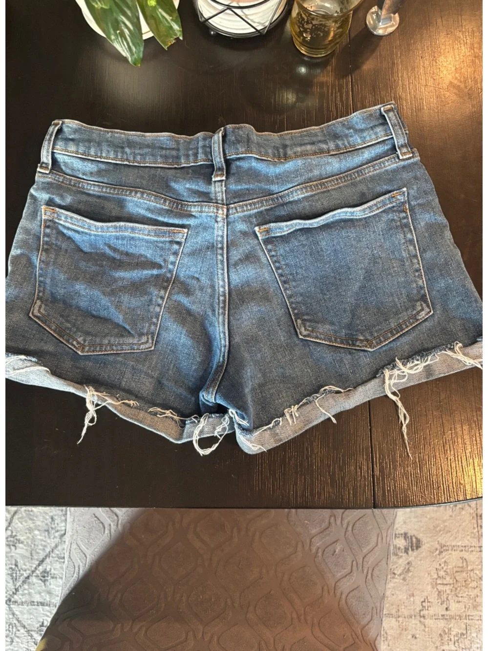 GAP Women's Medium‎ Blue Rolled Frayed Hem Denim Shorts