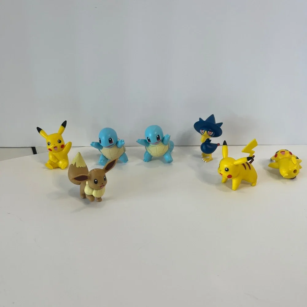 Pokemon Battle‎ Figure Lot 7 Jazwares Pikachu Eevee Squirtle Murkrow Miniatures