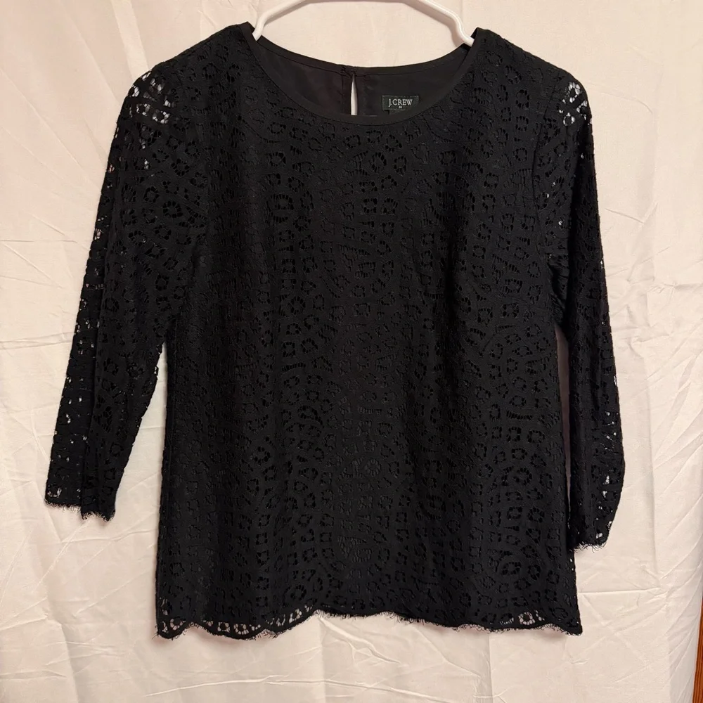 J. Crew Women's Elegant Black Lace‎ Blouse