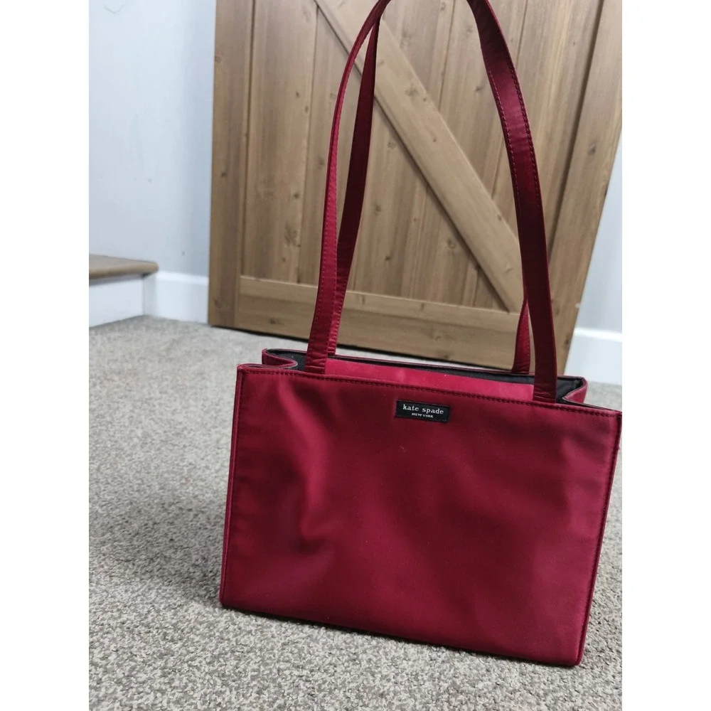 Kate Spade New‎ York Vintage Sam Red Nylon Shoulder Tote Bag Y2K