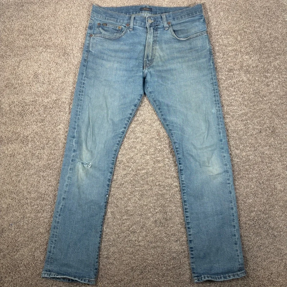 Polo‎ Ralph Lauren Varick Slim Straight Jeans Mens 32x32 Blue Distressed