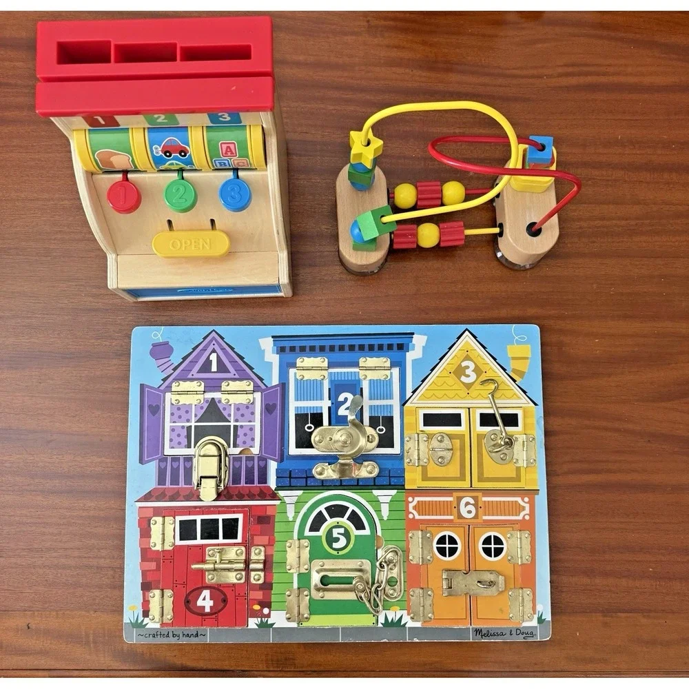 Melissa &‎ Doug Bead Maze Cash Register Latches Board Lot of 3 Pretend Play Toys