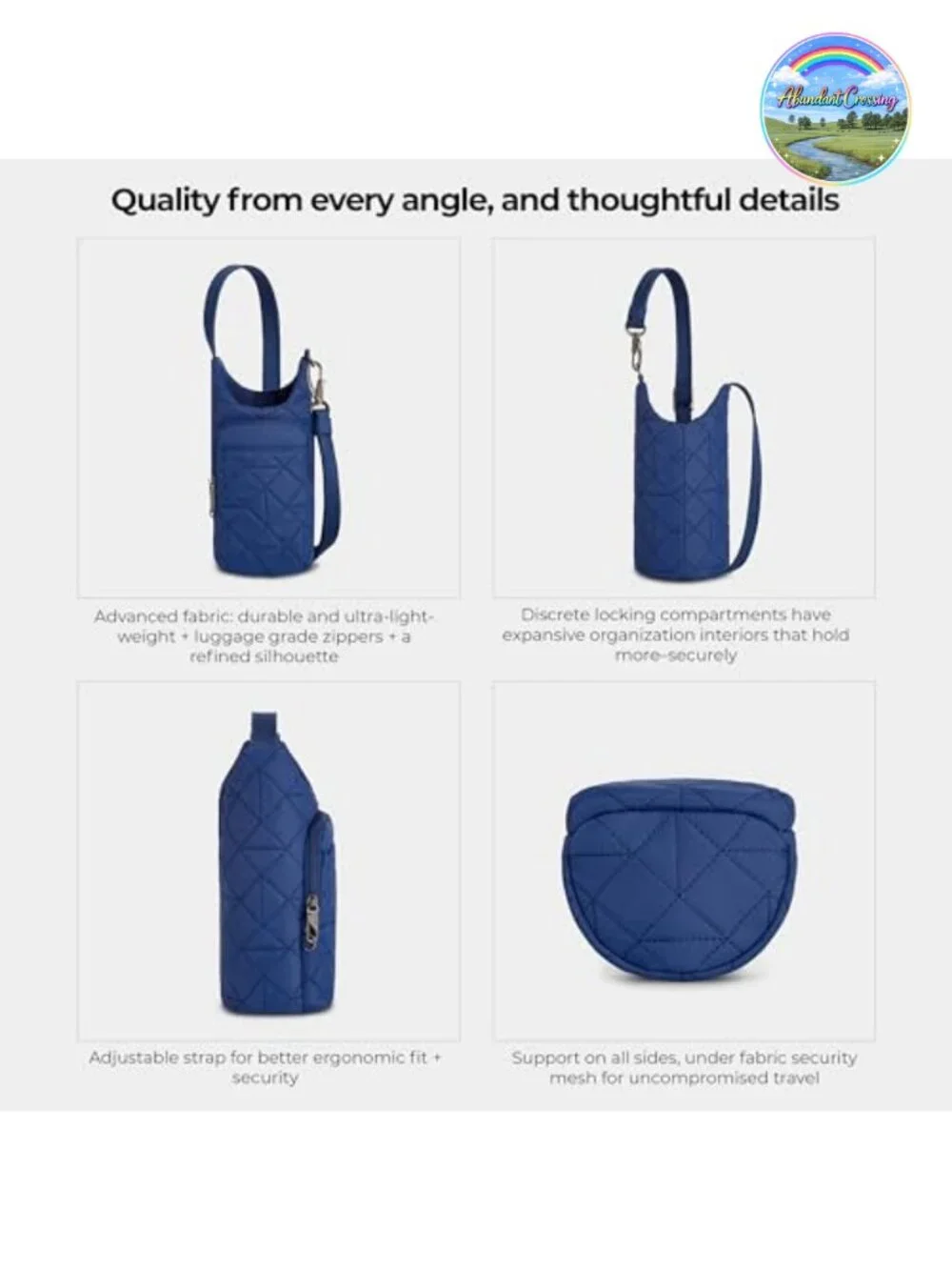 Anti-Theft Insulated Water Bottle Tote with RFID Blocking, Slash-Resistant,