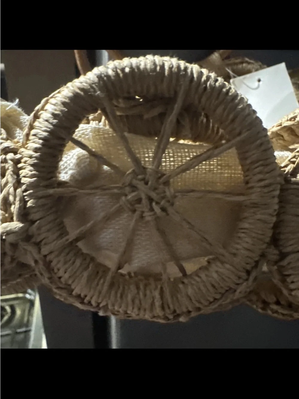 Woven Round-Accent Straw Tote Bag in Natural beach bag