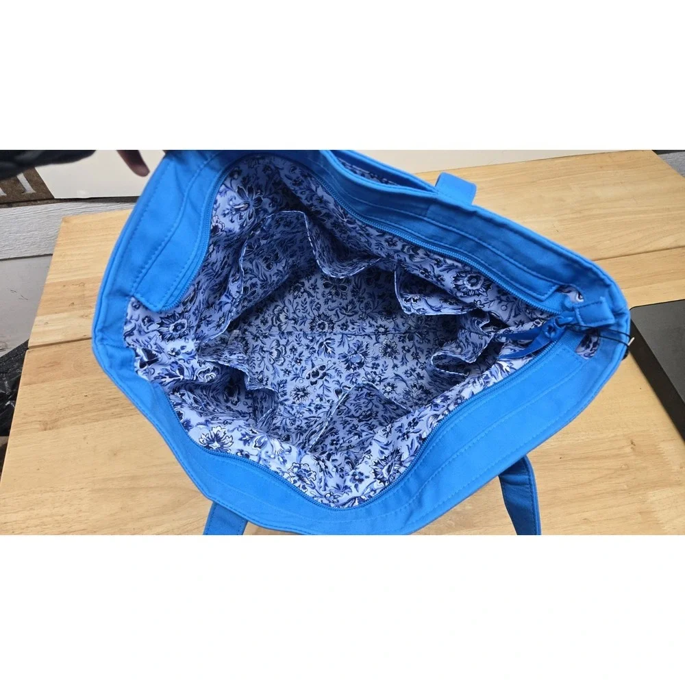 Vera Bradley Cotton Tote‎ Bag Blue Aster Vera Tote