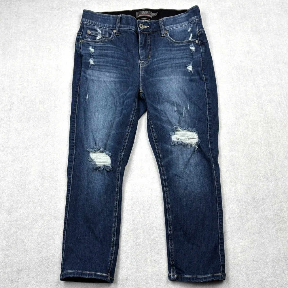 Torrid Womens 10 Medium Wash Distressed Crop Bombshell Skinny Jeans 14468829