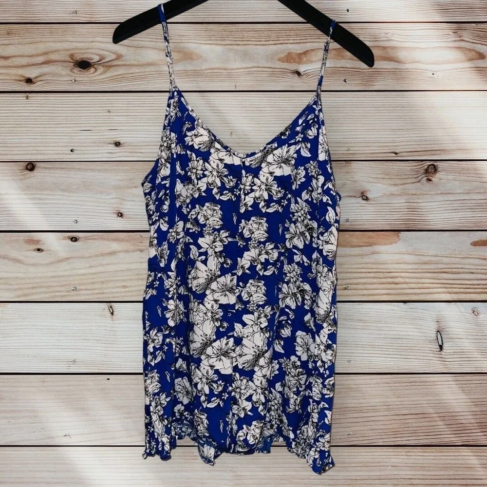 D5 The‎ Hanger Floral Blue Romper Outfit Large Women's