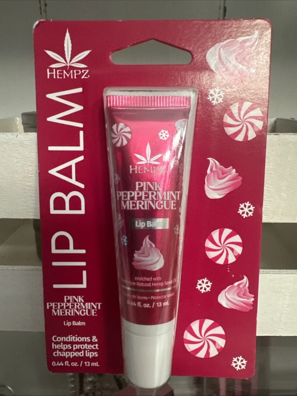 Hempz Pink Peppermint Meringue‎ Lip Balm 0.44 oz Vegan THC-Free NIP