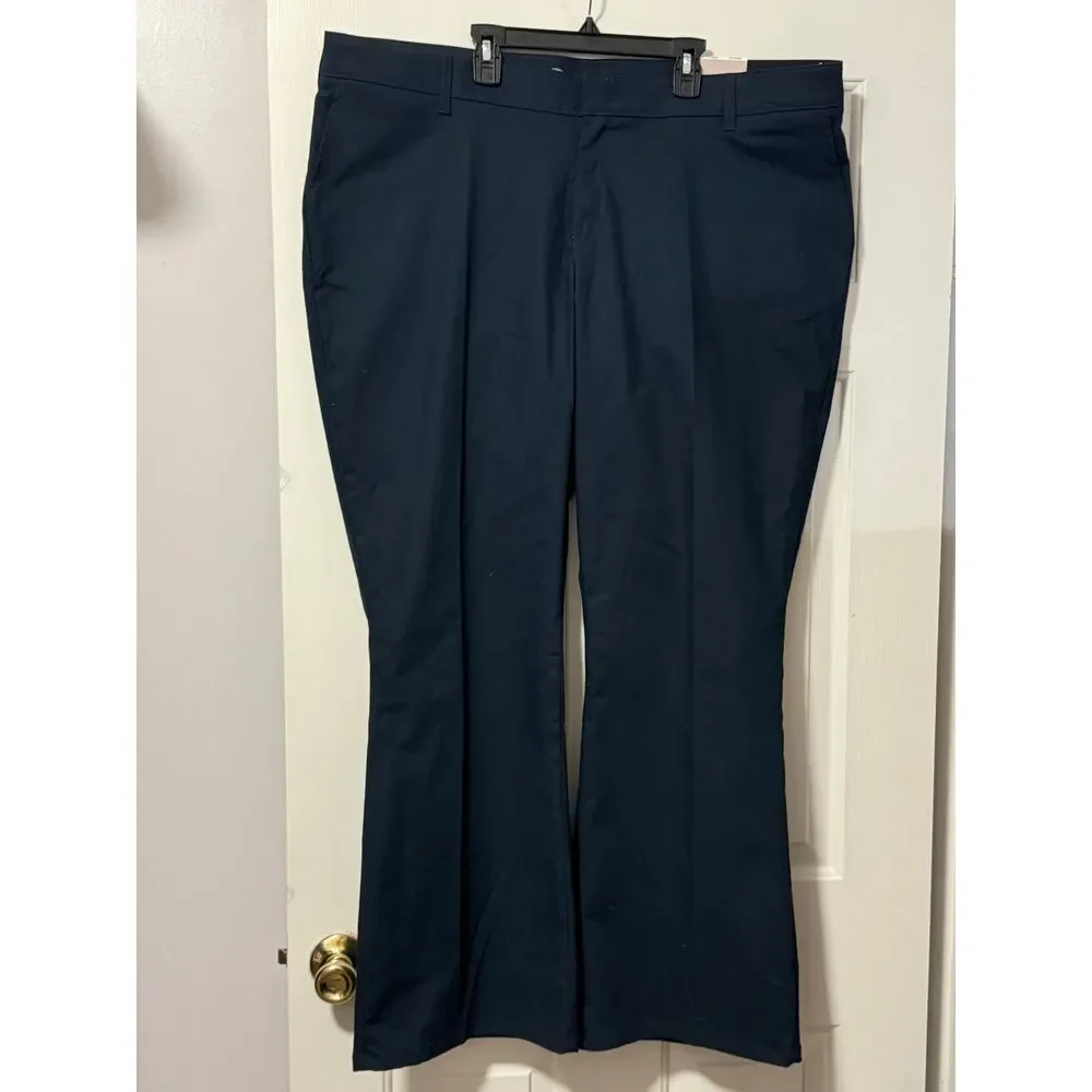 Rare Dickies Crafted for Women Navy Bootcut Work Pants VW Logo Embroidered 22/32