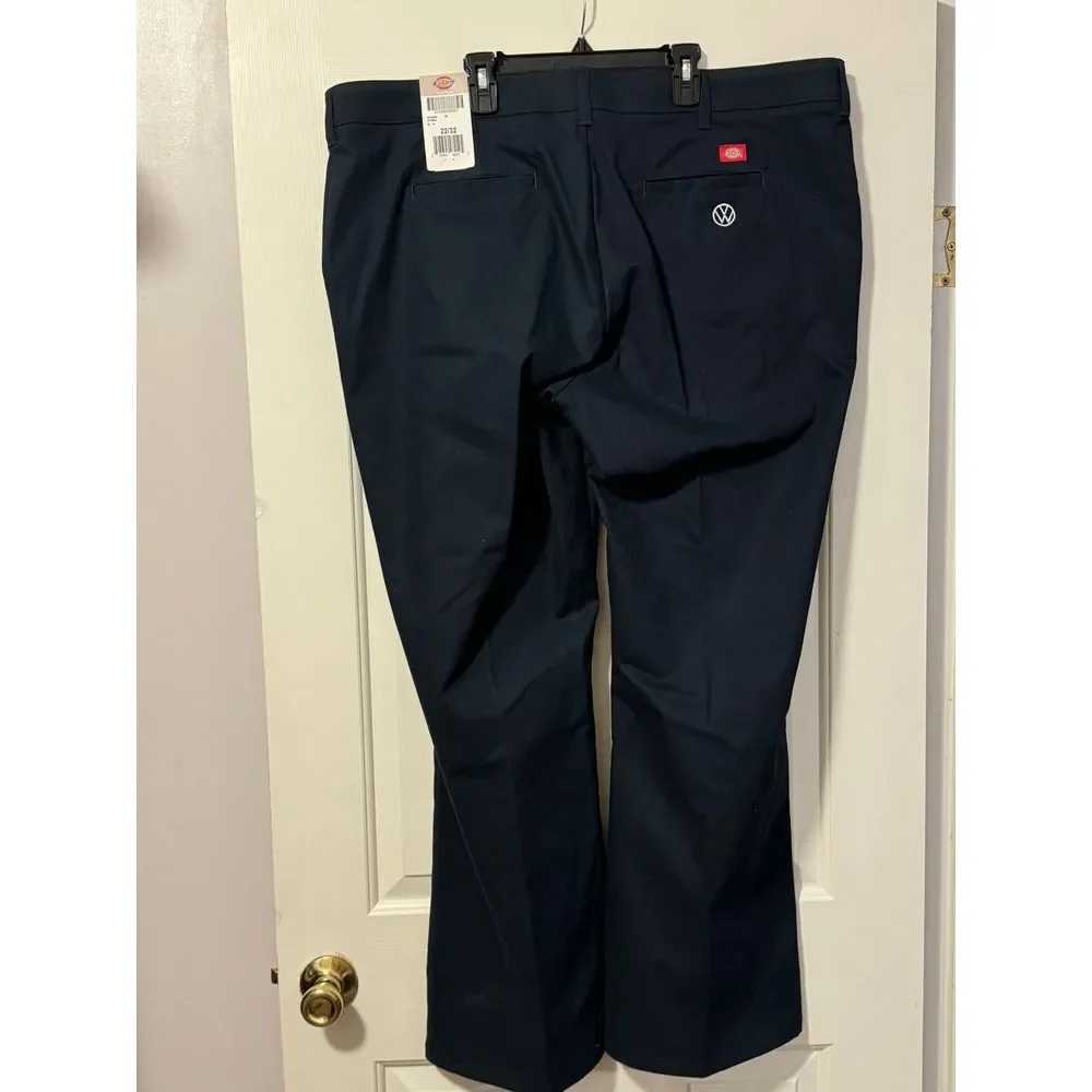 Rare Dickies Crafted for Women Navy Bootcut Work Pants VW Logo Embroidered 22/32